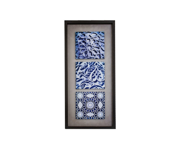 arabic style tiles with Gray velvet mount boards and Gray Floating Frame