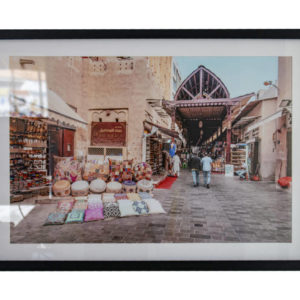 old souq bur dubai framed with simple black and offwhite mount