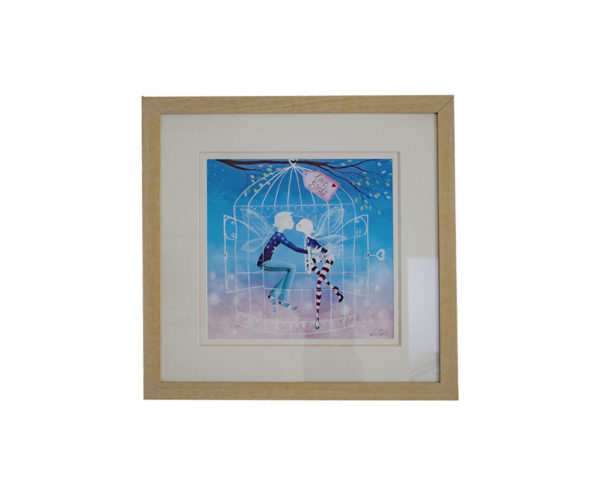 Thin double mount with rustic wooden frame
